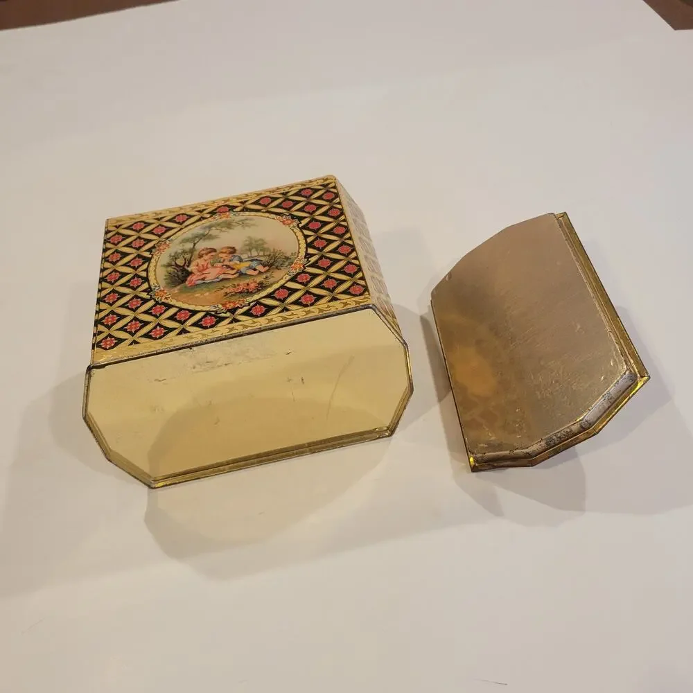 Vintage Candy  Tea Tin Canister with Lid Pastoral Children